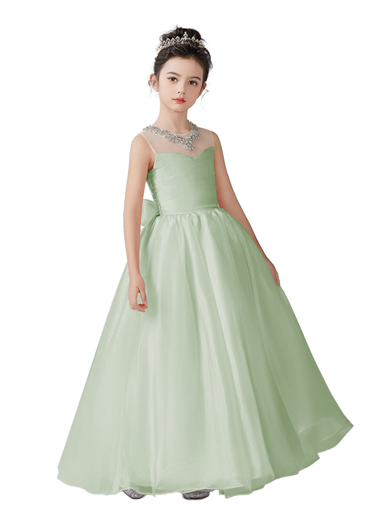 Dideyttawl Girls Pink Princess Dress Elegant Tulle Ball Gown for Wedding Party
