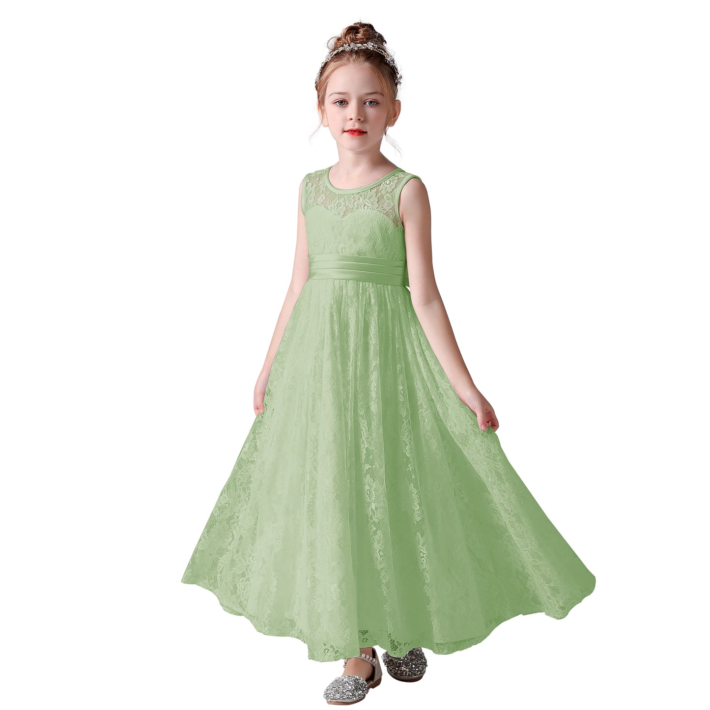 Dideyttawl Lace Flower Girl Dresses For Wedding Pagaent Ball Gown Girls Birthday Party Dress Sleeveless