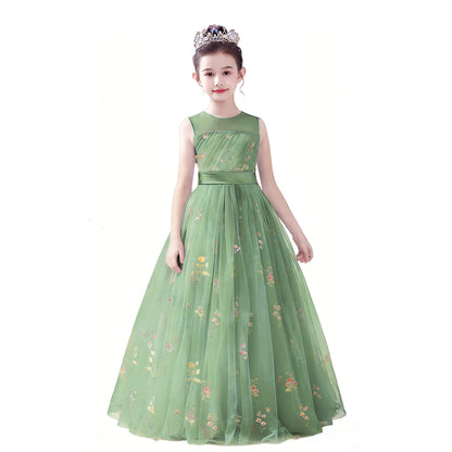 dideyttawl 2026 Fairy Dress for Girls Floral Tulle Flower Girl Dresses Long Sleeveless Jr Bridesmaid Prom Gown 2554