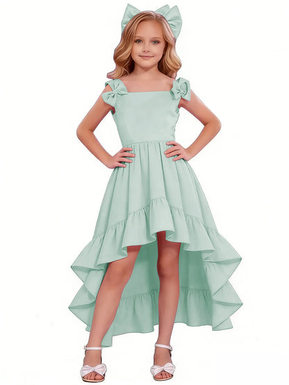 dideyttawl High-Low Junior Bridesmaid Dresses for Girls Chiffon  A-Line Pageant Ball Dress 2636