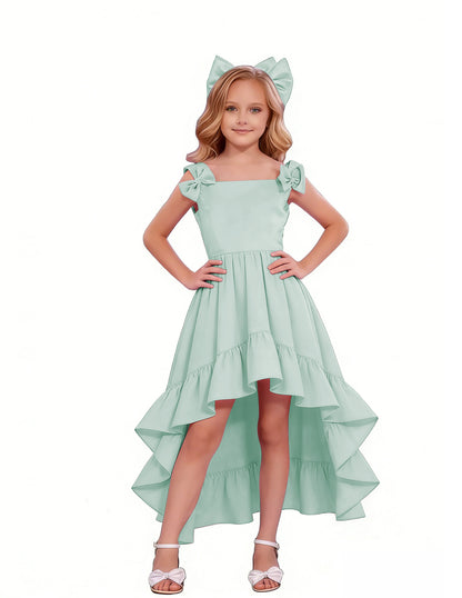 dideyttawl High-Low Junior Bridesmaid Dresses for Girls 4-16 Chiffon  A-Line Pageant Formal Party Ball Dress 2636