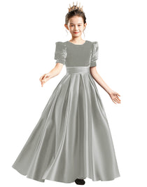dideyttawl Velvet Girls Formal Dress A-Line Satin Flower Girl Dress 2540