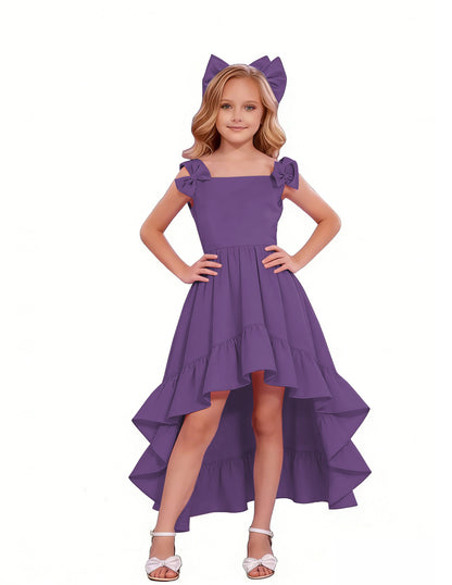 dideyttawl High-Low Junior Bridesmaid Dresses for Girls 4-16 Chiffon  A-Line Pageant Formal Party Ball Dress 2636