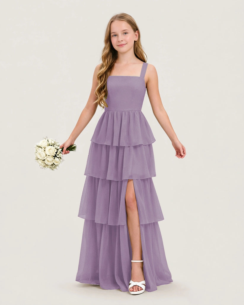 Wisteria Chiffon A-line Junior Bridesmaid Dress Front View