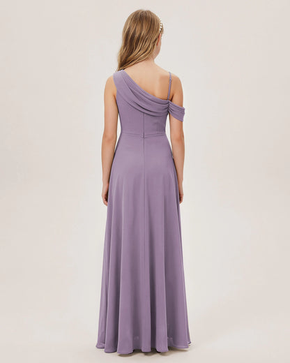 Wisteria Chiffon A-line Junior Bridesmaid Dress Back View