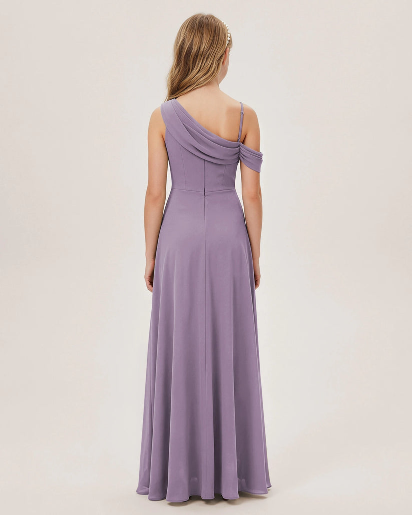 Wisteria Chiffon A-line Junior Bridesmaid Dress Back View