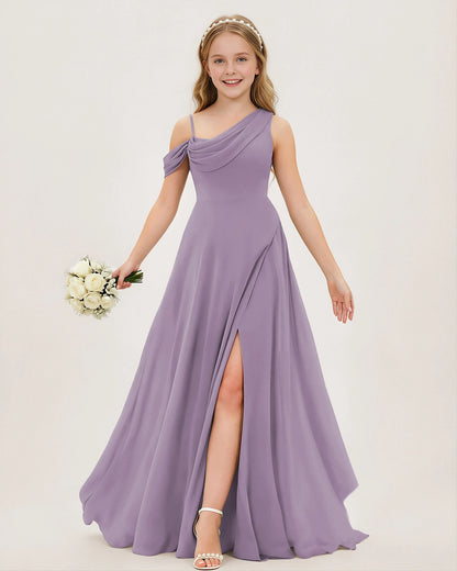 Wisteria Chiffon A-line Junior Bridesmaid Dress Front View
