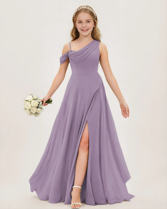 Wisteria Chiffon A-line Junior Bridesmaid Dress Front View