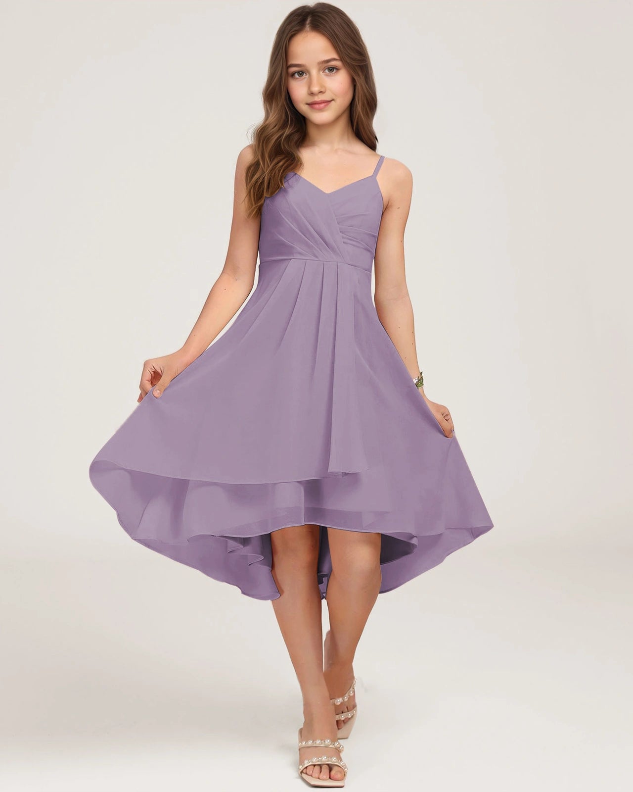 Front Wisteria Chiffon Junior Bridesmaid Dress