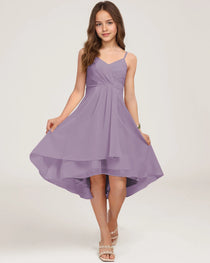 Front Wisteria Chiffon Junior Bridesmaid Dress