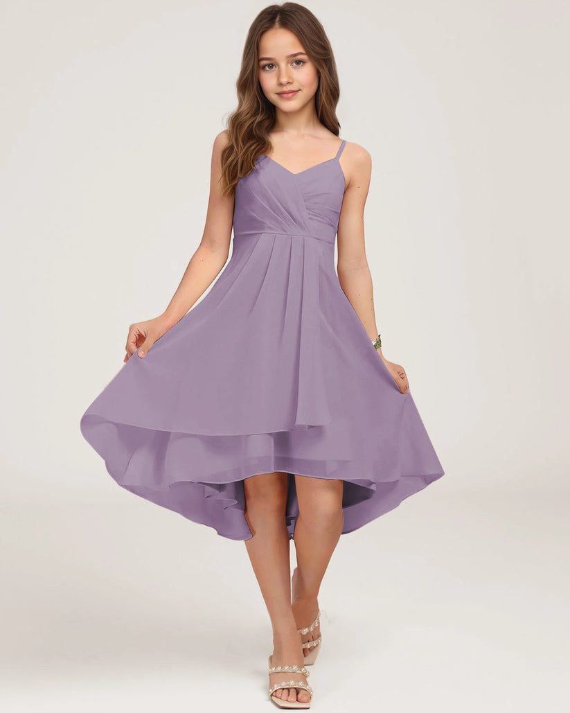 Wisteria Chiffon A-line Junior Bridesmaid Dress Front View