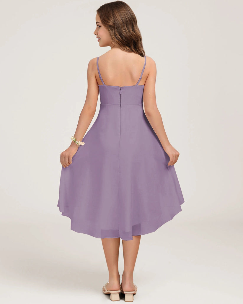 Wisteria Chiffon A-line Junior Bridesmaid Dress Back View