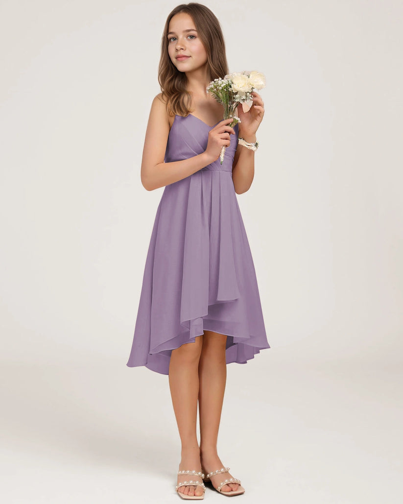 Wisteria Chiffon A-line Junior Bridesmaid Dress Front View