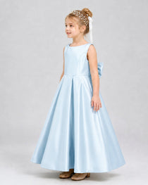 Dideyttawl White Flower Girl Dress Spaghetti Strap Satin Ball Gown