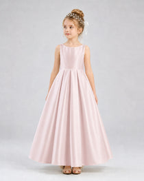 Dideyttawl White Flower Girl Dress Spaghetti Strap Satin Ball Gown