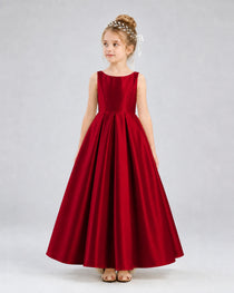 Dideyttawl White Flower Girl Dress Spaghetti Strap Satin Ball Gown