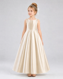 Dideyttawl White Flower Girl Dress Spaghetti Strap Satin Ball Gown