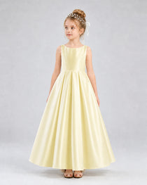 Dideyttawl White Flower Girl Dress Spaghetti Strap Satin Ball Gown