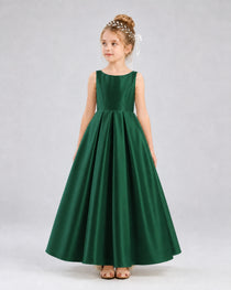 Dideyttawl White Flower Girl Dress Spaghetti Strap Satin Ball Gown