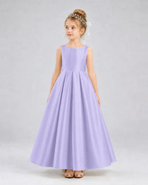 Dideyttawl White Flower Girl Dress Spaghetti Strap Satin Ball Gown