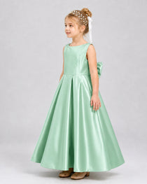 Dideyttawl White Flower Girl Dress Spaghetti Strap Satin Ball Gown