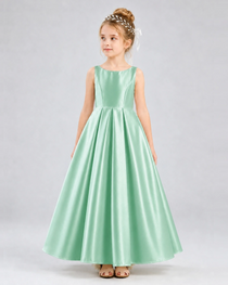 Dideyttawl White Flower Girl Dress Spaghetti Strap Satin Ball Gown