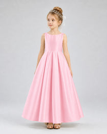 Dideyttawl White Flower Girl Dress Spaghetti Strap Satin Ball Gown