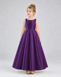 Dideyttawl White Flower Girl Dress Spaghetti Strap Satin Ball Gown