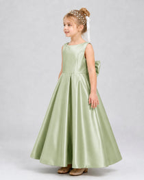 Dideyttawl White Flower Girl Dress Spaghetti Strap Satin Ball Gown