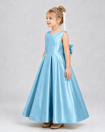 Dideyttawl White Flower Girl Dress Spaghetti Strap Satin Ball Gown