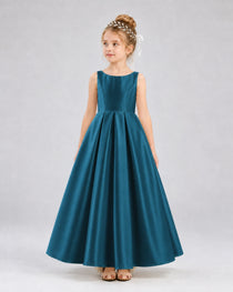 Dideyttawl White Flower Girl Dress Spaghetti Strap Satin Ball Gown