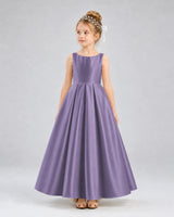Wisteria Satin A-line Flower Girl Dress Front View