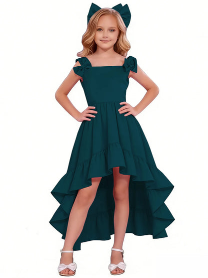 dideyttawl High-Low Junior Bridesmaid Dresses for Girls Chiffon  A-Line Pageant Ball Dress 2636