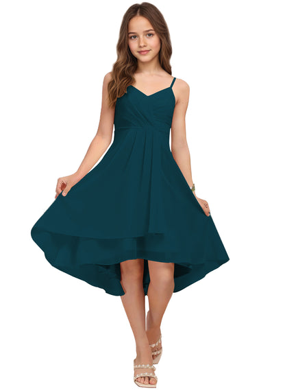 Chiffon Short Junior Bridesmaid Dresses Knee Length Sleeveless Flower Girl Dresses for 4-16 2504