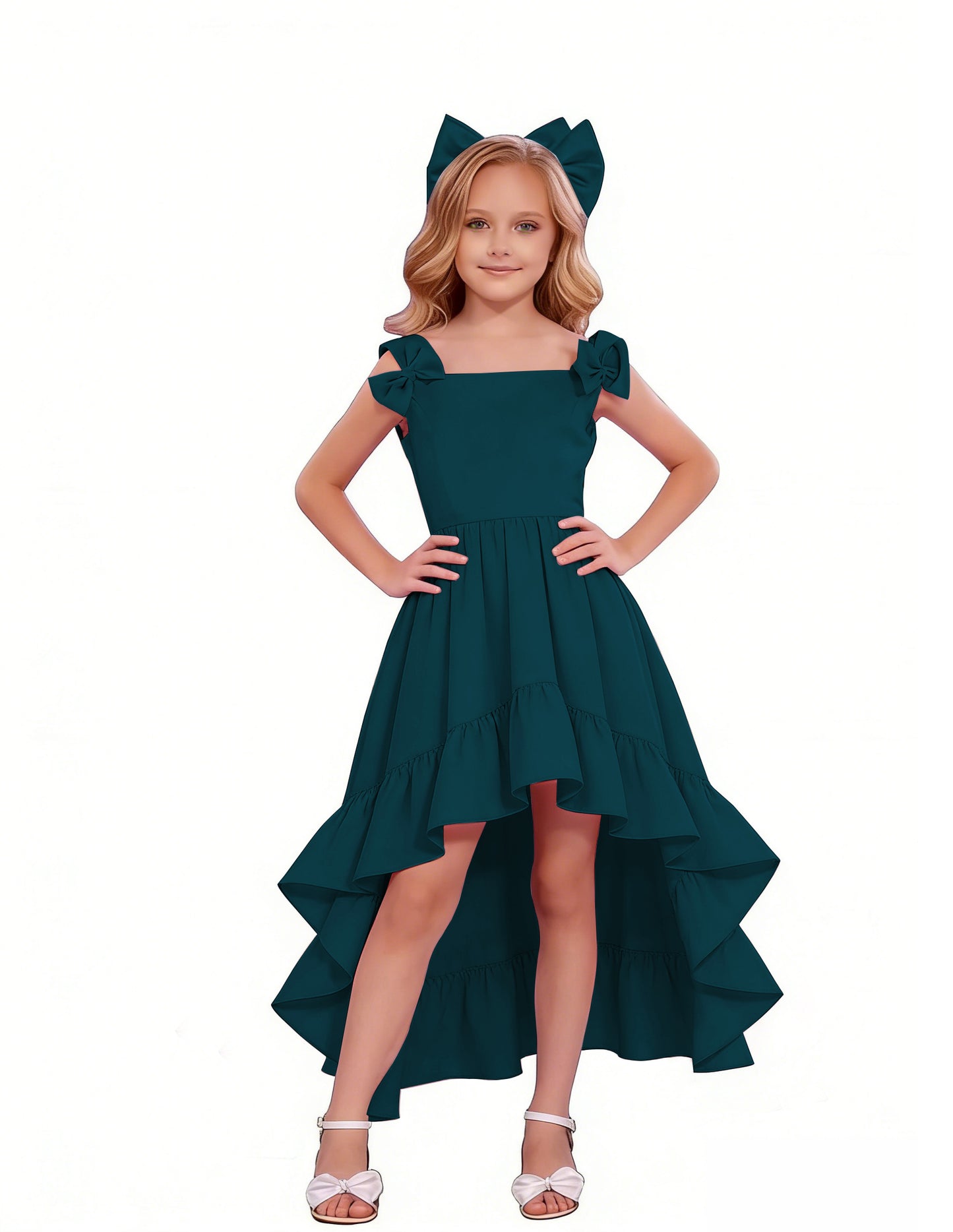 dideyttawl High-Low Junior Bridesmaid Dresses for Girls 4-16 Chiffon  A-Line Pageant Formal Party Ball Dress 2636