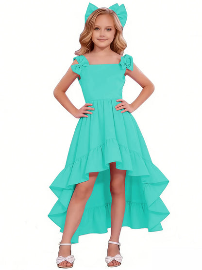 dideyttawl High-Low Junior Bridesmaid Dresses for Girls Chiffon  A-Line Pageant Ball Dress 2636