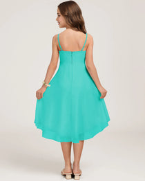 Back Turquoise Chiffon Junior Bridesmaid Dress