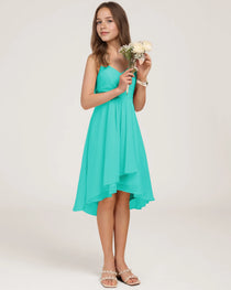 Side Turquoise Chiffon Junior Bridesmaid Dress