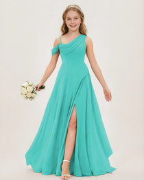 Turquoise Chiffon Junior Bridesmaid Dress