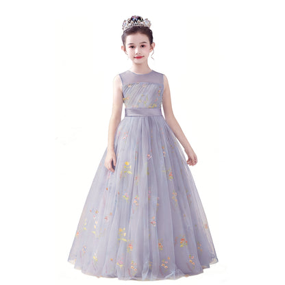 dideyttawl 2026 Fairy Dress for Girls Floral Tulle Flower Girl Dresses Long Sleeveless Jr Bridesmaid Prom Gown 2554