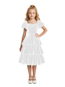 Dideyttawl Pleated Velvet Girls Formal Dress with Short Formal Party Gown 2543