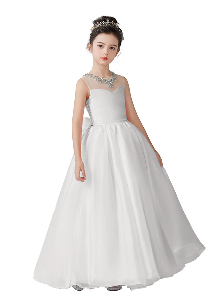 Dideyttawl Girls Pink Princess Dress Elegant Tulle Ball Gown for Wedding Party