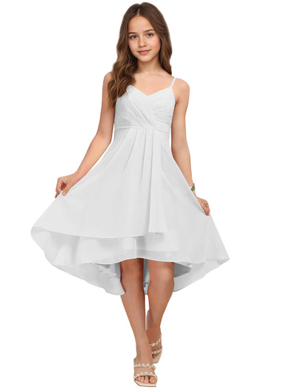 Chiffon Short Junior Bridesmaid Dresses Knee Length Sleeveless Flower Girl Dresses for 4-16 2504