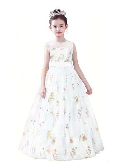 dideyttawl 2026 Fairy Dress for Girls Floral Tulle Flower Girl Dresses Long Sleeveless Jr Bridesmaid Prom Gown 2554