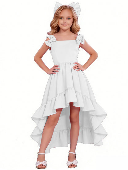 dideyttawl High-Low Junior Bridesmaid Dresses for Girls Chiffon  A-Line Pageant Ball Dress 2636