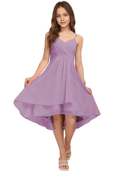 Chiffon Short Junior Bridesmaid Dresses Knee Length Sleeveless Flower Girl Dresses for 4-16 2504
