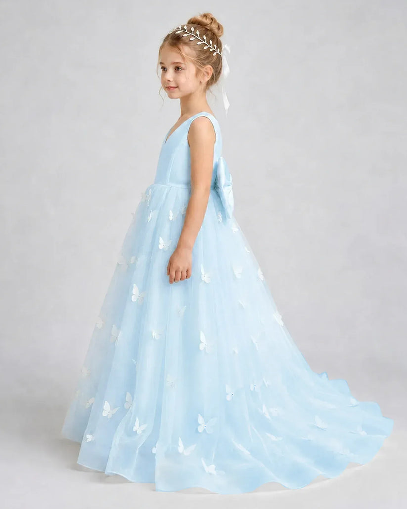 Baby Blue Tulle A-line Pageant Dress Side View