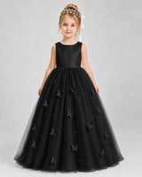 Black Tulle A-line Pageant Dress Front View