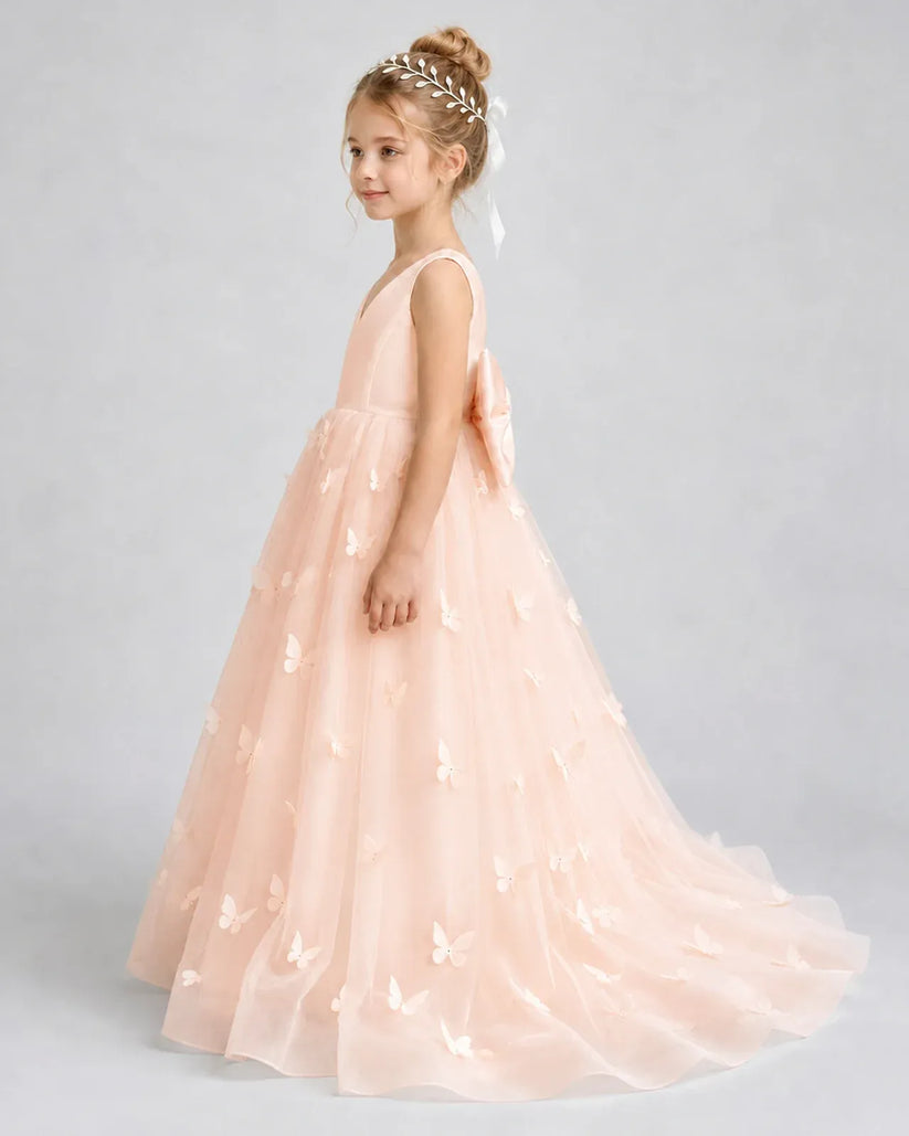 Blush Pink Tulle A-line Pageant Dress Side View