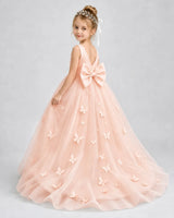 Blush Pink Tulle Ball Gown Pageant Dress Back View